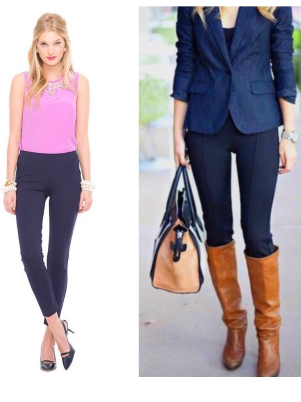 Lilly Pulitzer Travel Ponte Pant Midnight Navy Leggings Small Minimal Preppy